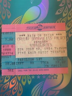 Soundgarden Vintage Concert Ticket Stub 1994 Pine Knob Clarkston MI